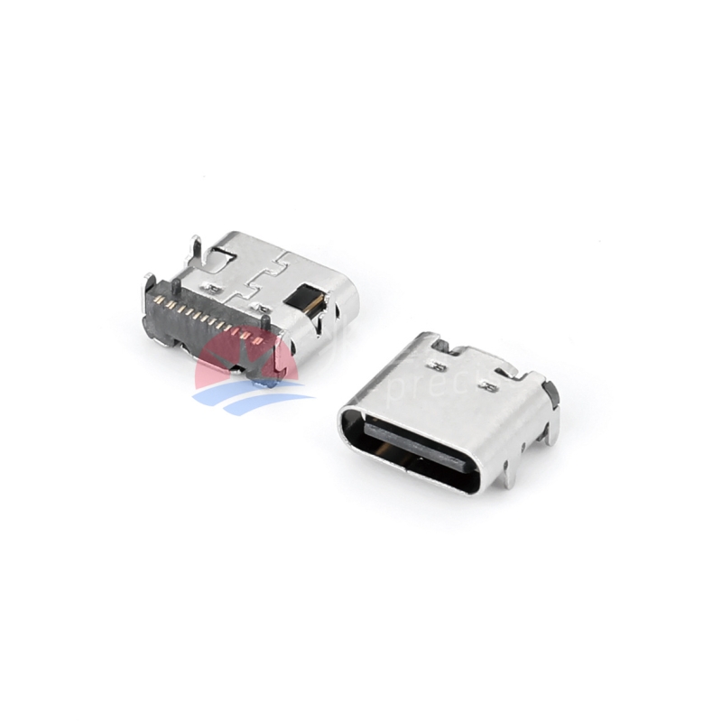 Type-C 母座 16PIN 卧贴 长7.35 黑胶