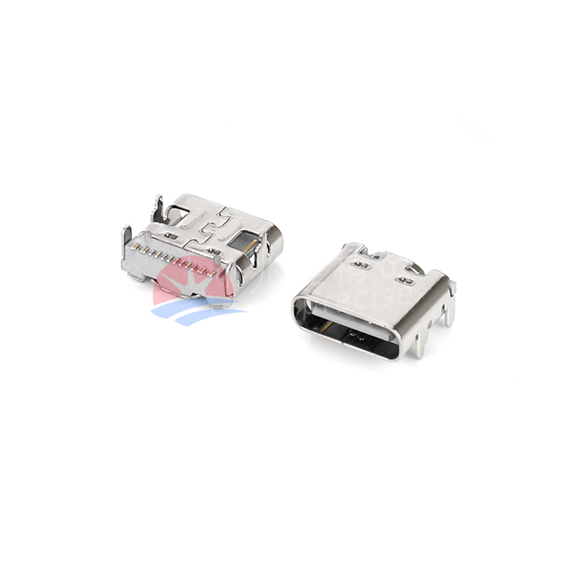 Type-C 母座 16PIN 卧贴 长7.35 白胶